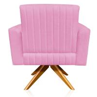 Poltrona Giratória Gomada Rosa Bebê Base Madeira - 3