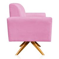 Poltrona Giratória Gomada Rosa Bebê Base Madeira