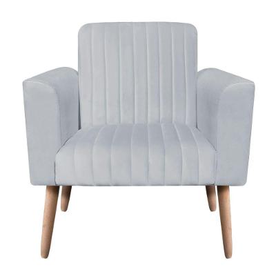 Poltrona Gomada Cinza Pés Palito Natural