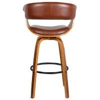 Banqueta Giratória Alta Com Encosto Base Madeira Ravi R02 Pu Marrom - Mpozenato - 7