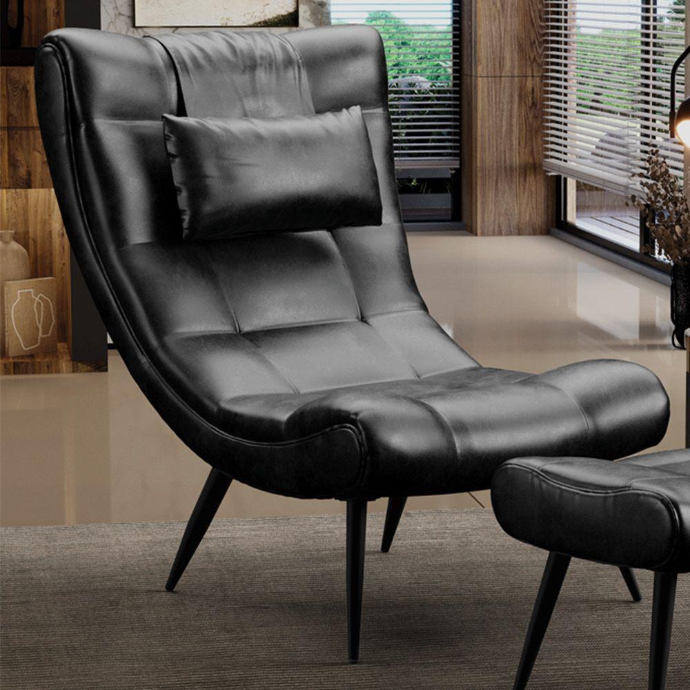 Kit 02 Poltronas Sher Corano Pés Palito De Ferro Cor Preto - 3