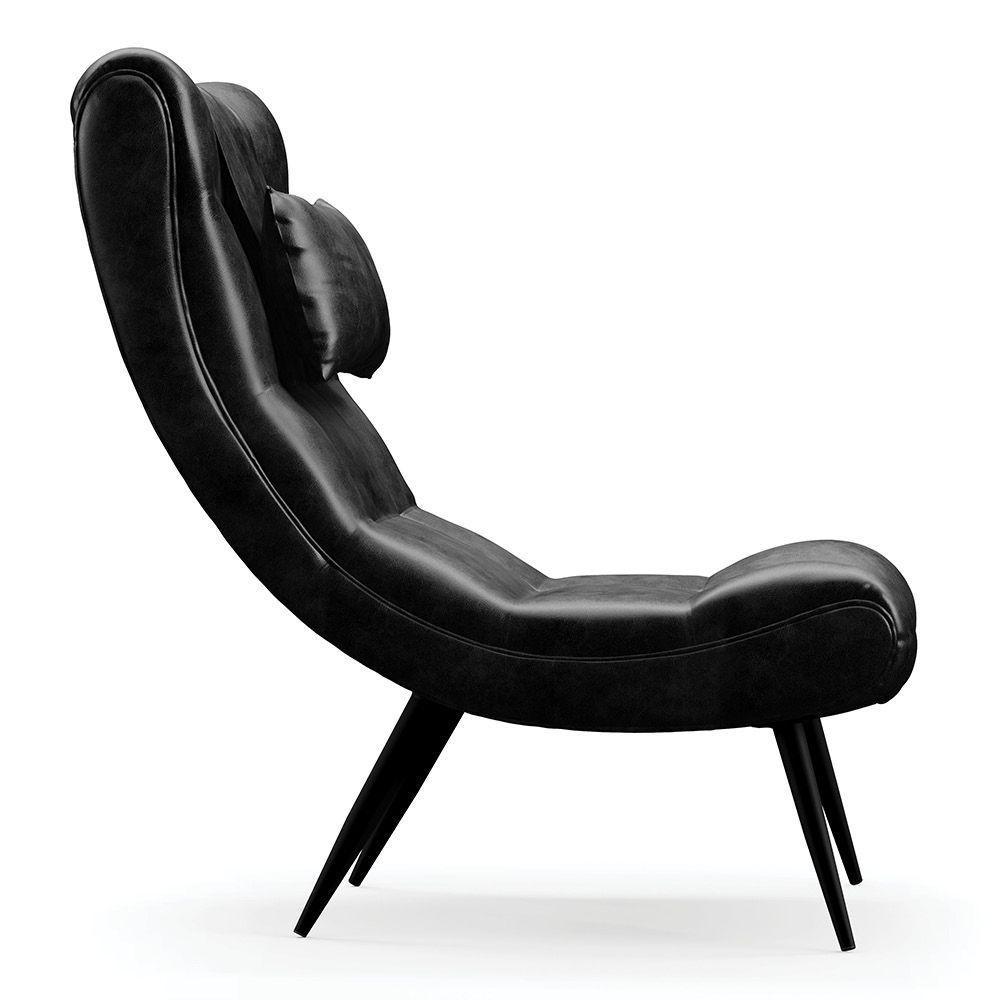 Kit 02 Poltronas Sher Corano Pés Palito De Ferro Cor Preto - 6