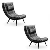 Kit 02 Poltronas Sher Corano Pés Palito De Ferro Cor Preto - 1