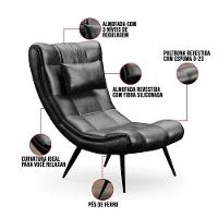 Kit 02 Poltronas Sher Corano Pés Palito De Ferro Cor Preto