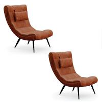 Kit 02 Poltronas Sher Corano Pés Palito De Ferro Cor Nozes - 1