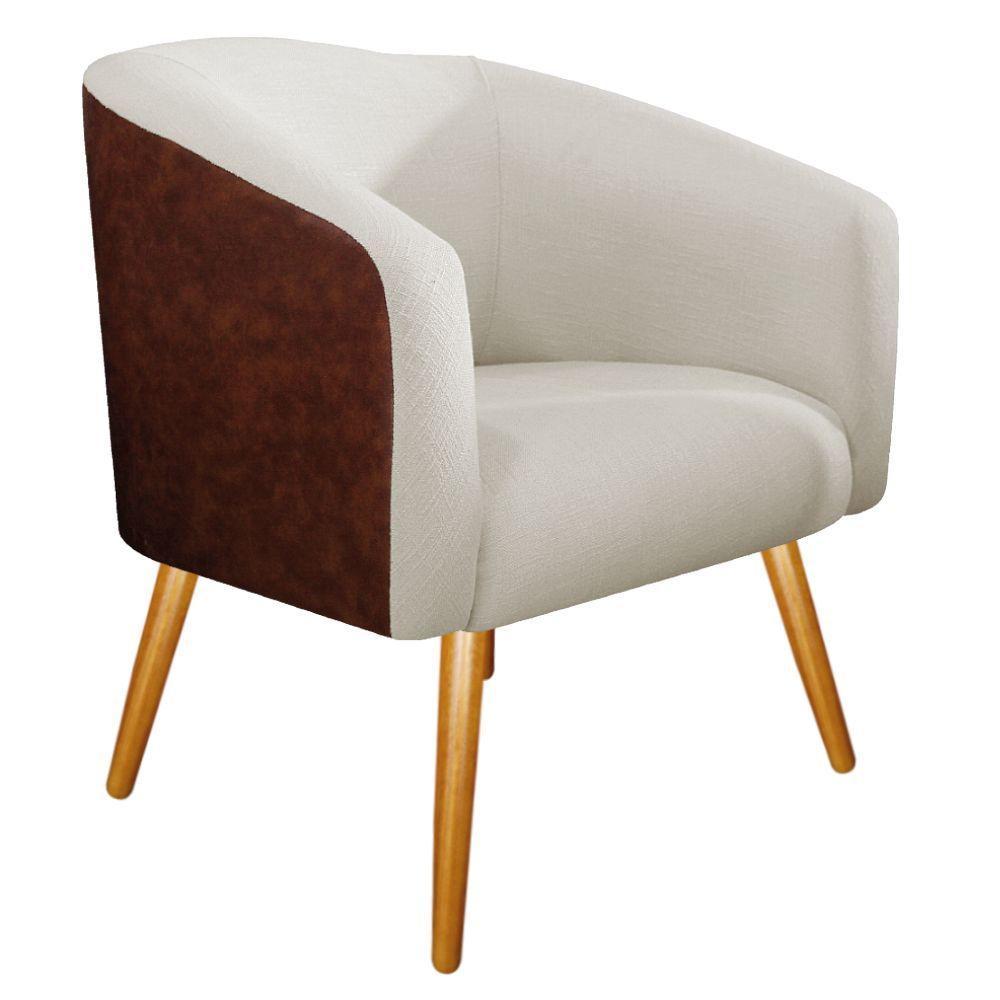 Kit 02 Poltronas Couro Ecológico Nozes E Bege - 5