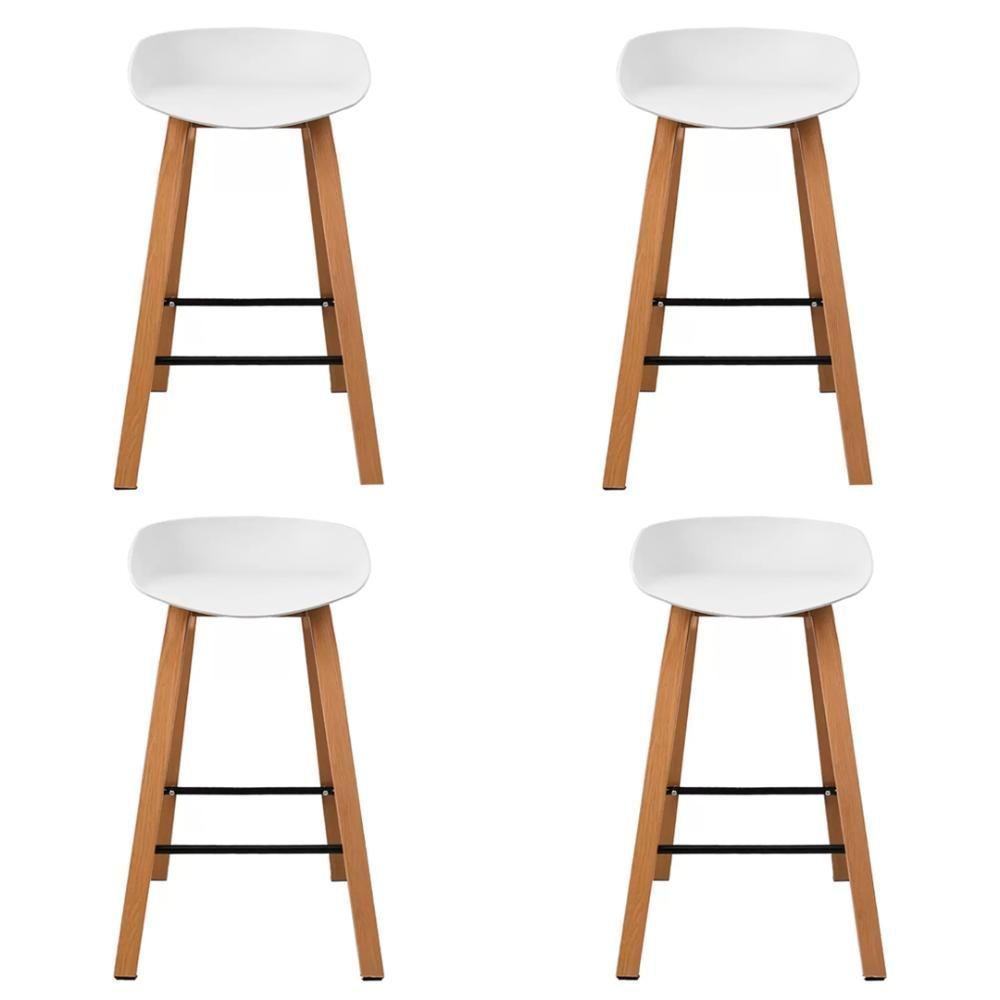 Kit 4 Banquetas Toledo Fratini 83 (altura) Revestimento Polipropileno Branca Base Em Aço E Apoio De Pé Preto - 1