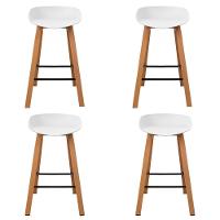 Kit 4 Banquetas Toledo Fratini 83 (altura) Revestimento Polipropileno Branca Base Em Aço E Apoio De Pé Preto - 1