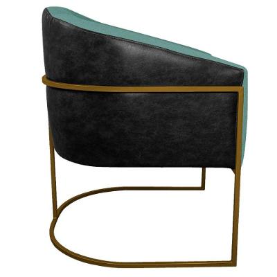 Kit 02 Poltronas Base De Ferro Dourado Factor Preto E