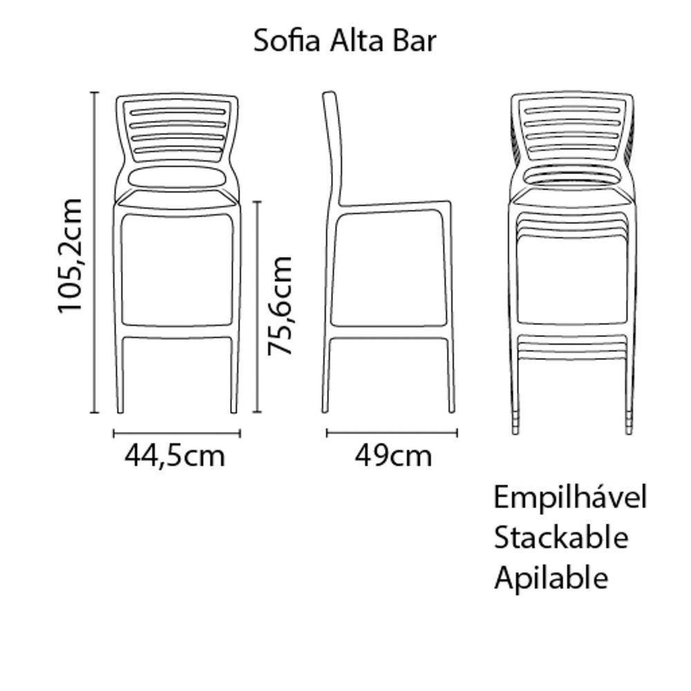 Cadeira Tramontina Sofia Alta Bar Em Polipropileno E Fibra De Vidro Camurça Tramontina - 2