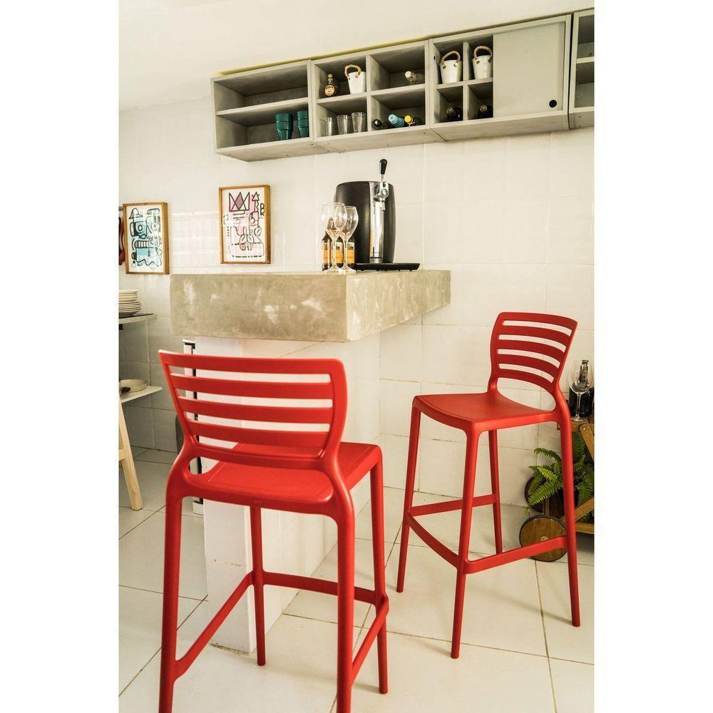 Cadeira Tramontina Sofia Alta Bar Em Polipropileno E Fibra De Vidro Vermelha Tramontina - 2