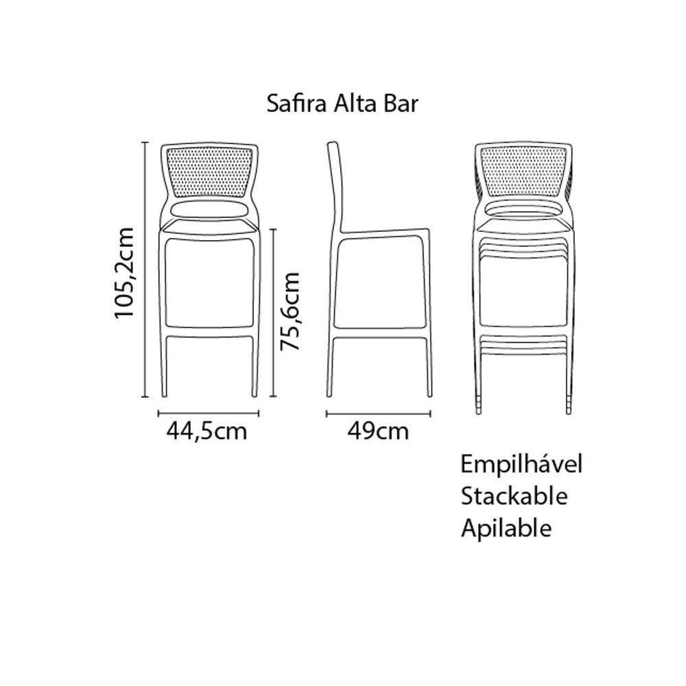 Cadeira Tramontina Safira Summa Alta Bar Em Polipropileno E Fibra De Vidro Marrom Tramontina - 4