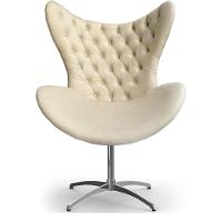 Cadeira Decorativa Com Capitonê Big Egg Bege Giratória - 1