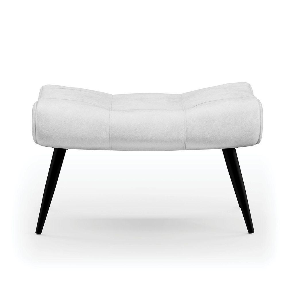 Kit 01 Poltrona E 01 Puff Sher Corano Branco Pés De Ferro - 7