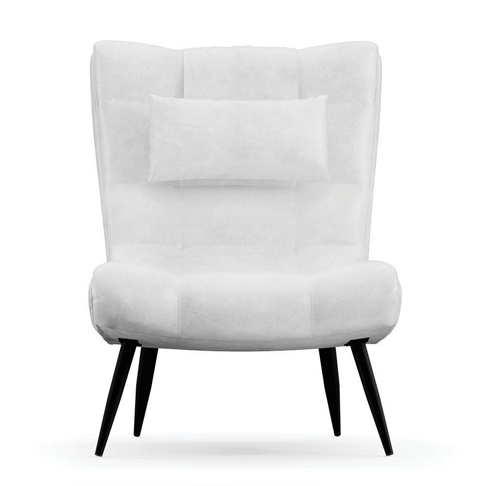 Kit 01 Poltrona E 01 Puff Sher Corano Branco Pés De Ferro - 8