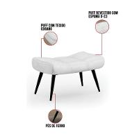 Kit 01 Poltrona E 01 Puff Sher Corano Branco Pés De Ferro