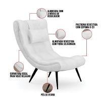 Kit 01 Poltrona E 01 Puff Sher Corano Branco Pés De Ferro - 5