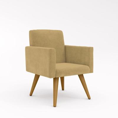 Poltrona Decorativa Nina Para Sala Quarto Suede Cor Café Balaqui Decor