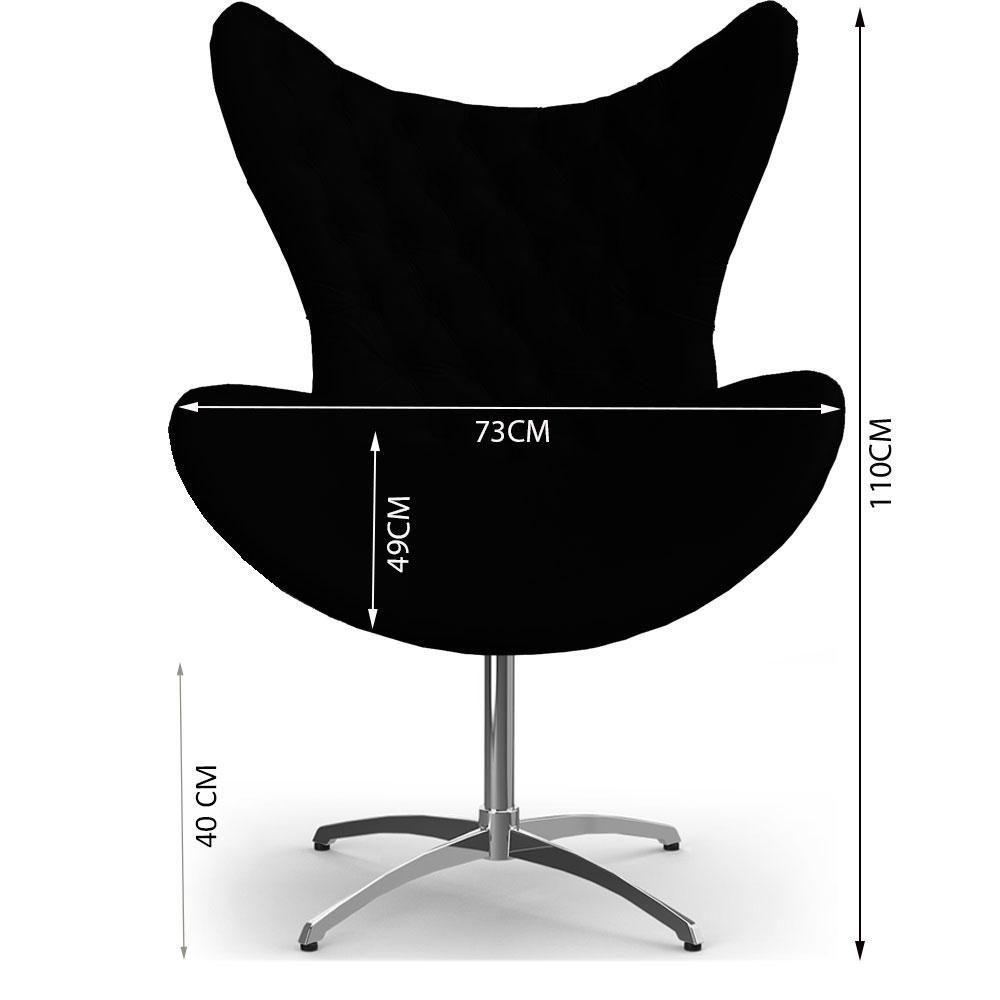 Cadeira Decorativa Com Capitonê Big Egg Preta Giratória - 2