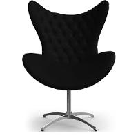 Cadeira Decorativa Com Capitonê Big Egg Preta Giratória - 1