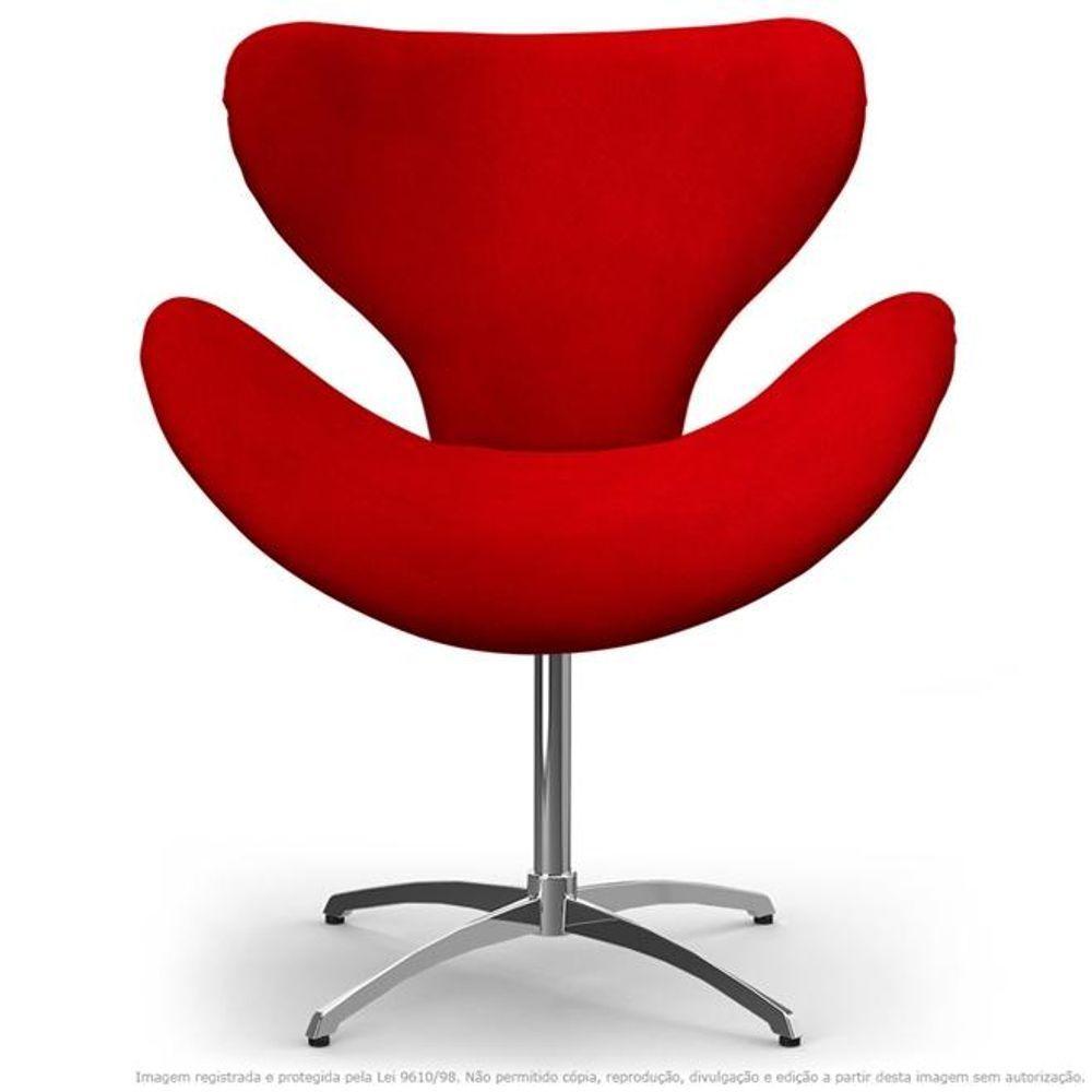 Cadeira Decorativa Poltrona Egg Vermelha Com Base Giratória - 1