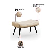 Kit 01 Poltrona E 01 Puff Sher Facto Pés De Ferro Cor Bege