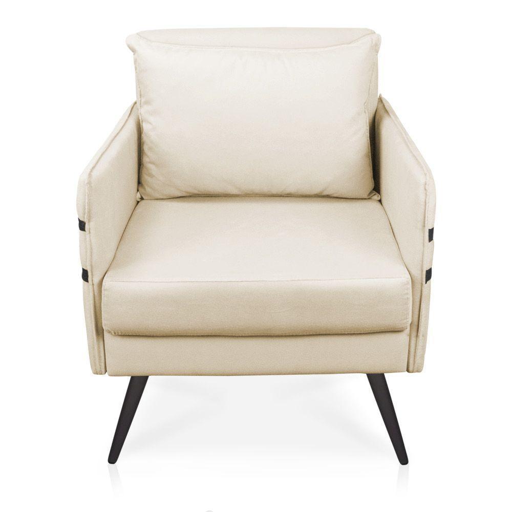 Poltrona Mari Suede Pés Palito De Ferro Preto - D'Rossi Bege - 7