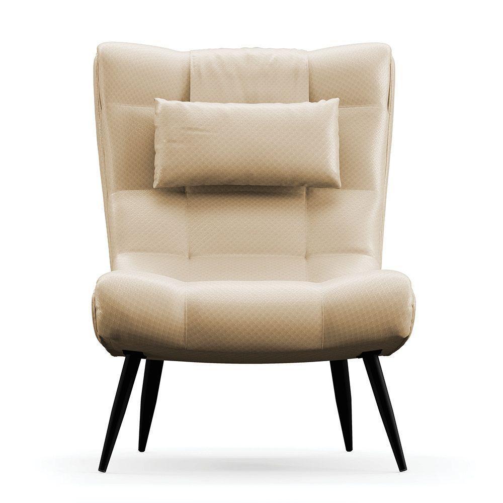 Kit 02 Poltronas Sher Facto Pés Palito De Ferro Cor Bege - 8