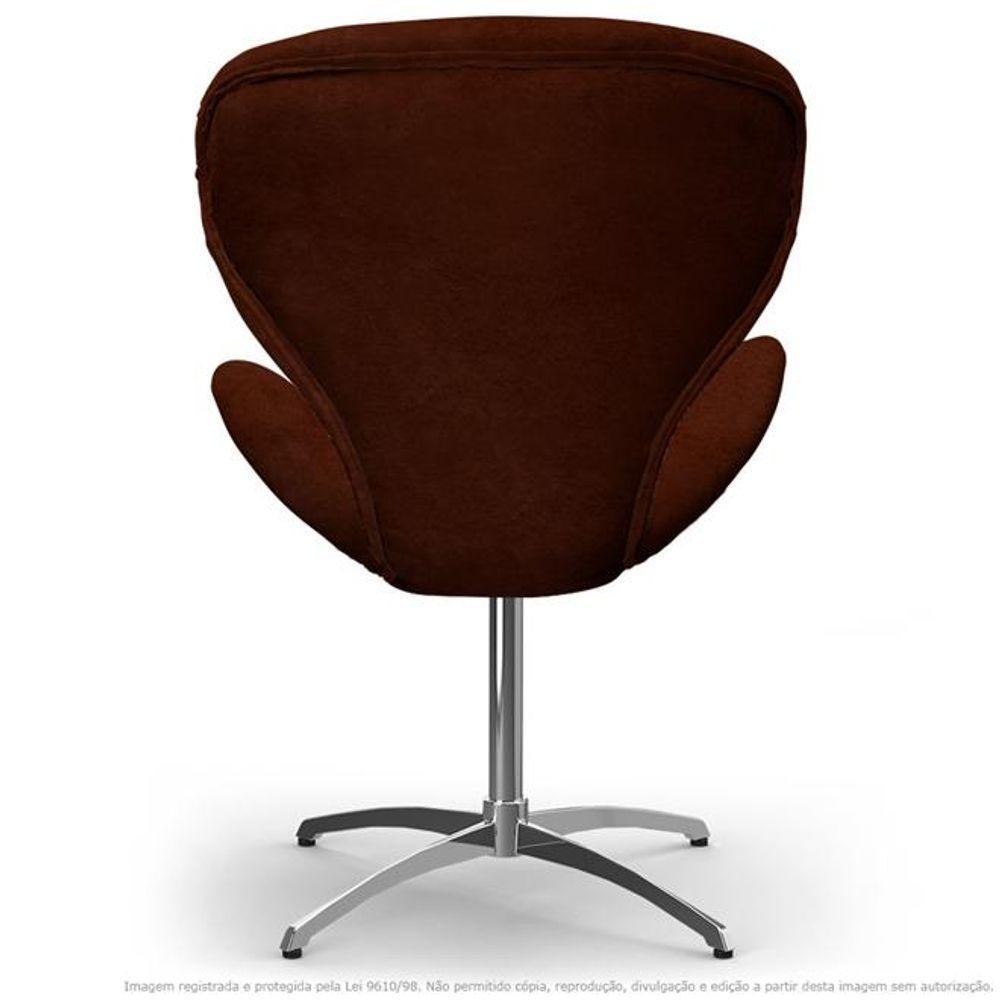 Cadeira Com Capitonê Decorativa Poltrona Egg Marrom Com Base Giratória - 5