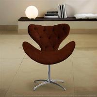 Cadeira Com Capitonê Decorativa Poltrona Egg Marrom Com Base Giratória