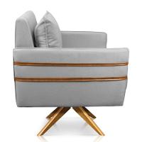 Poltrona Giratória Mari Suede Base De Madeira Ma30 Cinza - 5