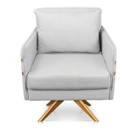 Poltrona Giratória Mari Suede Base De Madeira Ma30 Cinza - 6