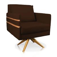 Poltrona Giratória Mari Suede Base De Madeira Ma30 Marrom - 1