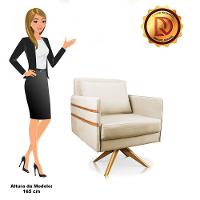 Poltrona Giratória Mari Suede Base De Madeira Ma30 Bege - 3