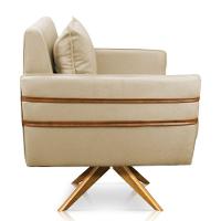 Poltrona Giratória Mari Suede Base De Madeira Ma30 Bege - 6