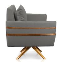 Poltrona Giratória Mari Suede Base De Madeira Ma30 Grafite - 5