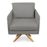 Poltrona Giratória Mari Suede Base De Madeira Ma30 Grafite - 6