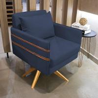 Poltrona Giratória Mari Suede Azul Marinho - 7