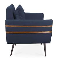 Poltrona Mari Suede Pés Palito De Ferro Marrom Azul Marinho