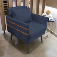 Poltrona Mari Suede Pés Palito De Ferro Marrom Azul Marinho - 6