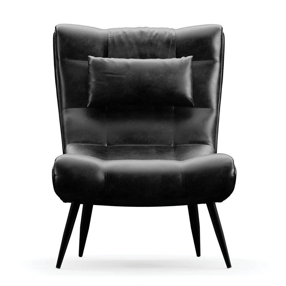 Kit 01 Poltrona E 01 Puff Sher Corano Pés De Ferro Cor Preto - 8