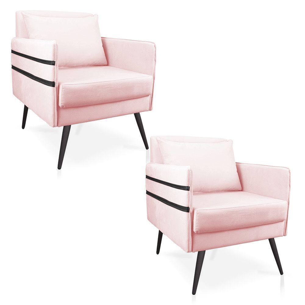 Kit 02 Poltronas Mari Rosa Bebê Pés Palito De Ferro Preto - 1