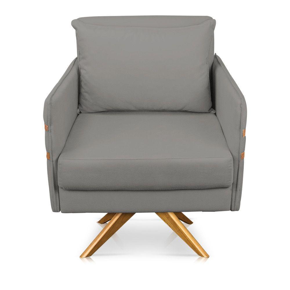 Poltrona Giratória Mari Suede Grafite Base De Madeira Ma30 - 7