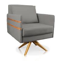 Poltrona Giratória Mari Suede Grafite Base De Madeira Ma30 - 1