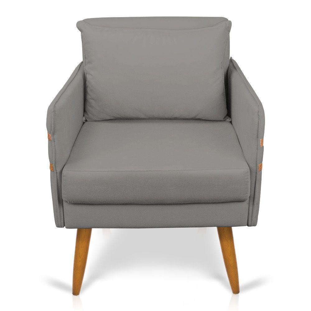 Kit 02 Poltronas Mari Suede Pés Palito Castanho Grafite - 7