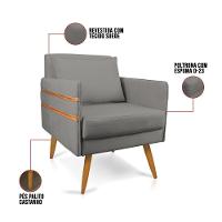 Kit 02 Poltronas Mari Suede Pés Palito Castanho Grafite