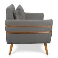 Kit 02 Poltronas Mari Suede Pés Palito Castanho Grafite - 6