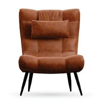 Kit 01 Poltrona E 01 Puff Sher Corano Pés De Ferro Cor Nozes - 6