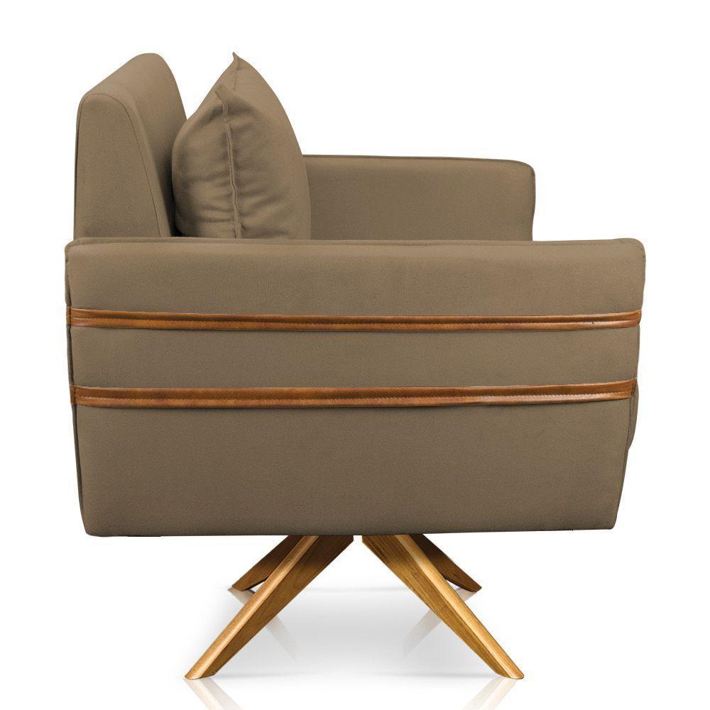Poltrona Giratória Mari Suede Marrom Rato - 5