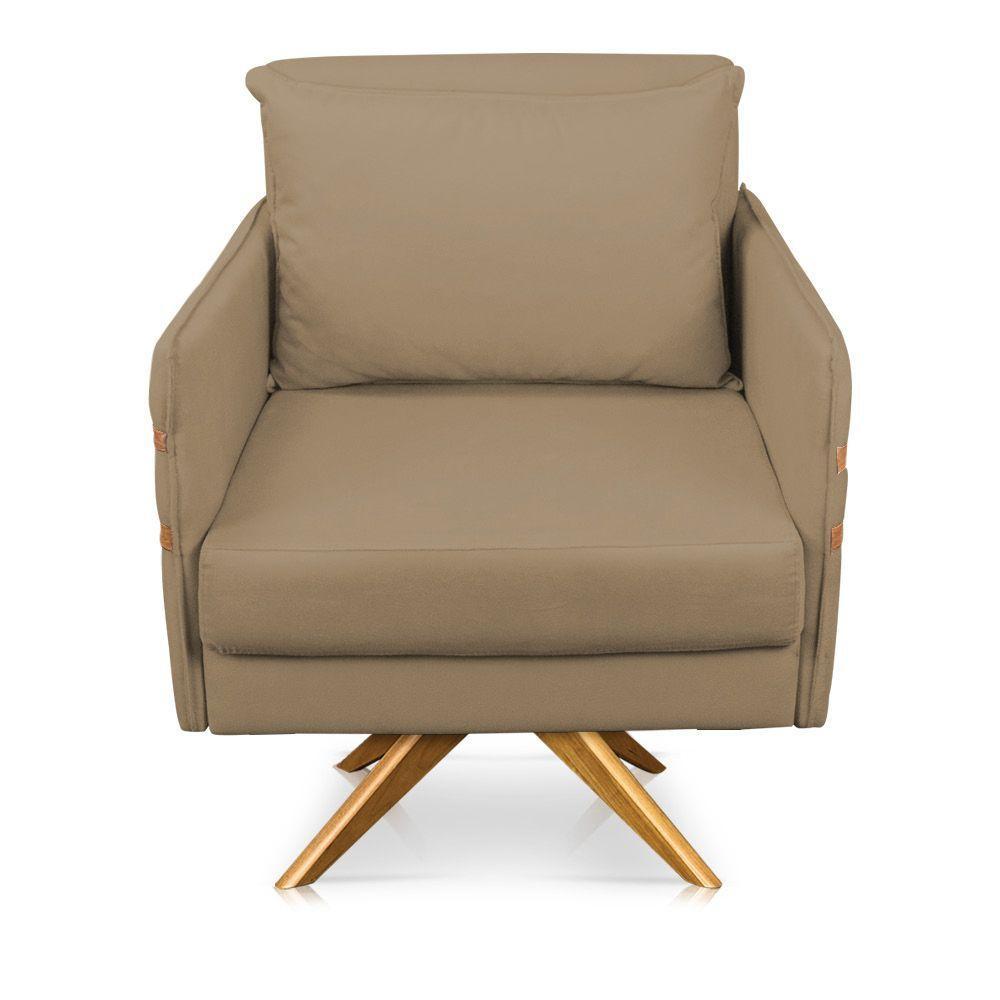 Poltrona Giratória Mari Suede Marrom Rato - 6